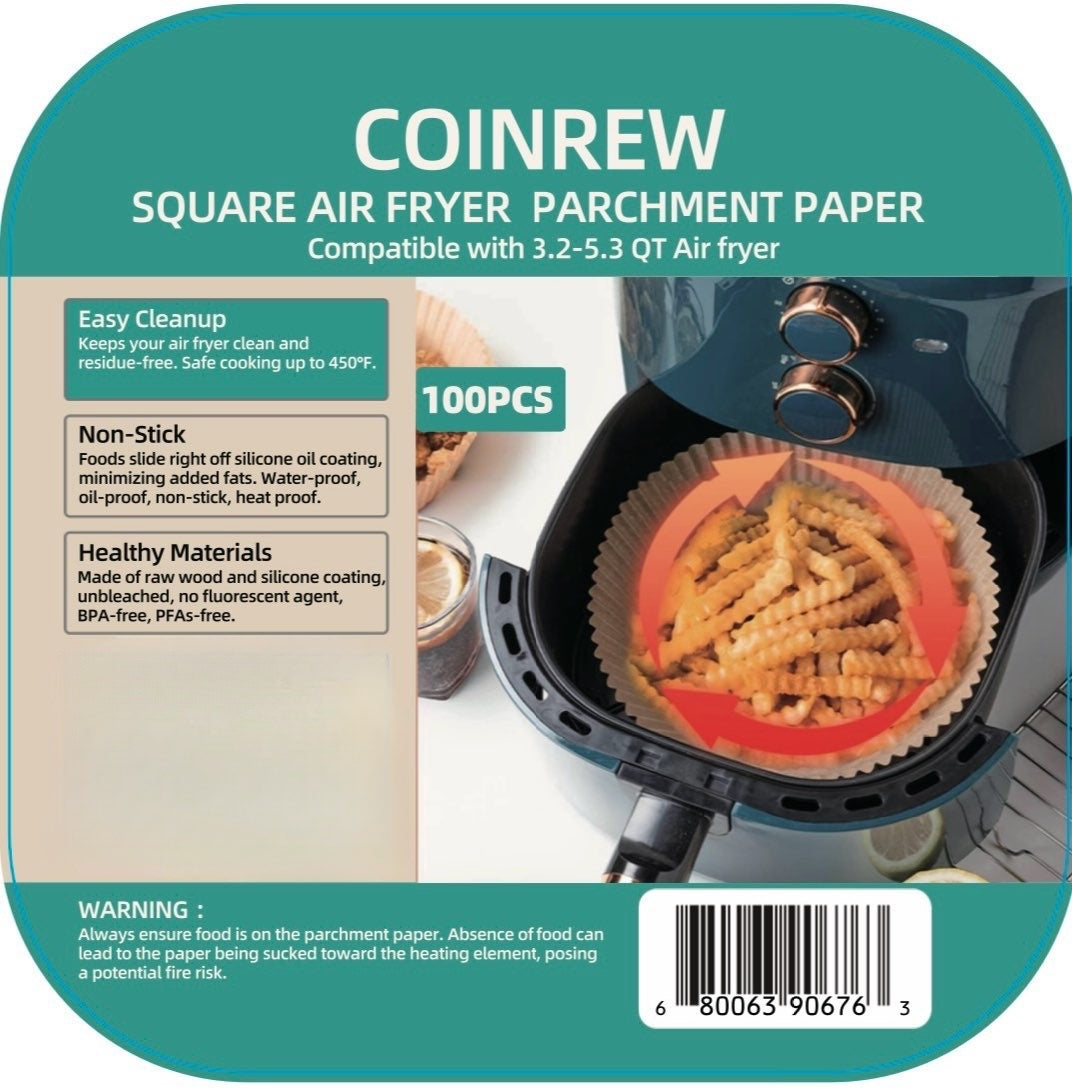 100-Pack 6.3-inch Air Fryer Parchment (Round & Square) – Tailored for  3.2-5.3 QT Fryers